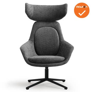 Luxe ster-poots Fauteuil - Met hoofdsteun - Grijze stoffe..., Werkplek, Ophalen of Verzenden, Gebruikt, Overige typen