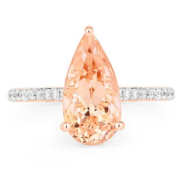 Ring - 14 karaat Roségoud - 3.38ct. tw. Morganiet - Diamant, Nieuw