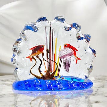 Costantini Murano - sculptuur, Acquario con pesci e medusa -