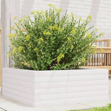 vidaXL Plantenbak 60x60x23 cm massief grenenhout wit, Minder dan 30 cm, Verzenden, Nieuw, 60 tot 100 cm