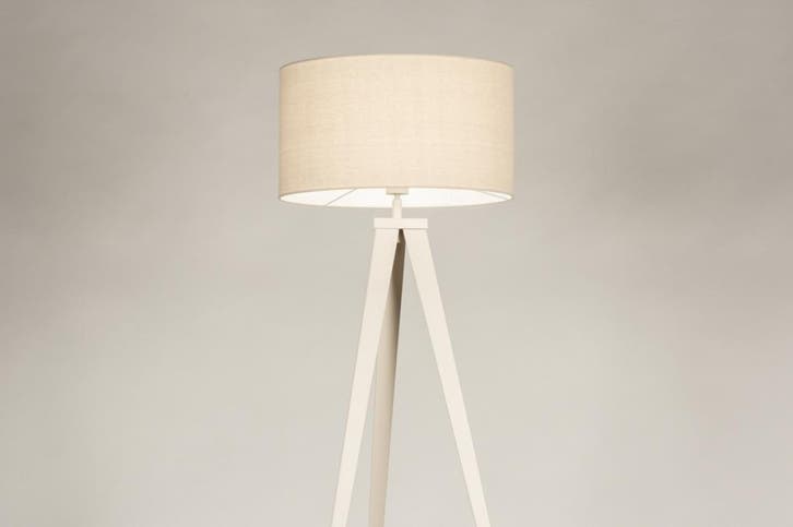 Rietveld Vloerlampen - Beige, Zand - Stof, Metaal, Huis en Inrichting, Lampen | Vloerlampen, Verzenden