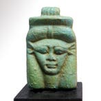 Oud-Egyptisch Faience Hathor Plaque Amulet