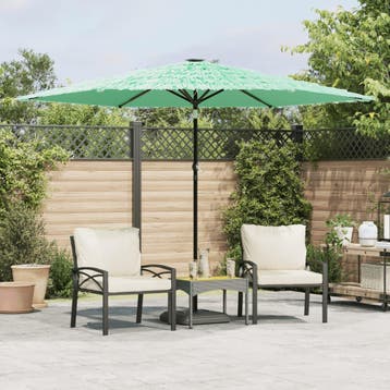 vidaXL Parasol met stalen paal 288x288x225 cm groen, Tuin en Terras, Verzenden, Nieuw, 2 tot 3 meter