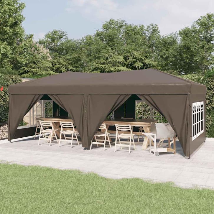 vidaXL Partytent inklapbaar met zijwanden 3x6 m taupe, Tuin en Terras, Partytenten, Partytent, Nieuw, Verzenden