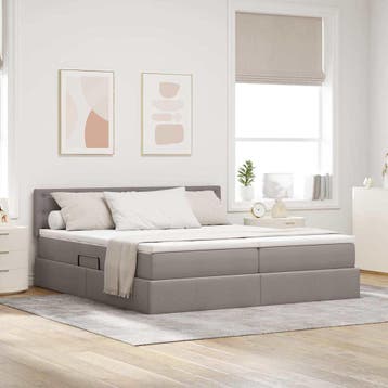 vidaXL Opslag bed met hoofdeinde 2 st Taupe Nep Leer, Huis en Inrichting, Verzenden, Nieuw