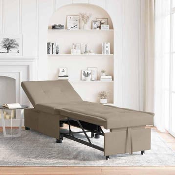 vidaXL Uittrekbare Slaapbank Taupe 194 x 67 x 82 cm, Verzenden, Nieuw, Stof, Minder dan 150 cm