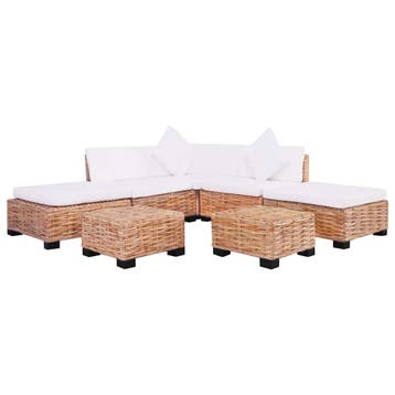 vidaXL Loungeset natuurlijk rattan 18-delig, Verzenden, Nieuw, Riet of Rotan
