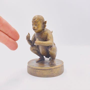 Oud-Indochinese Brons Zeldzaam aapgod-talisman - 115 mm