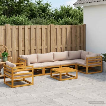 vidaXL Bankstel 7 st Naturel Massief Acaciahout, Verzenden, Nieuw, 7 zitplaatsen