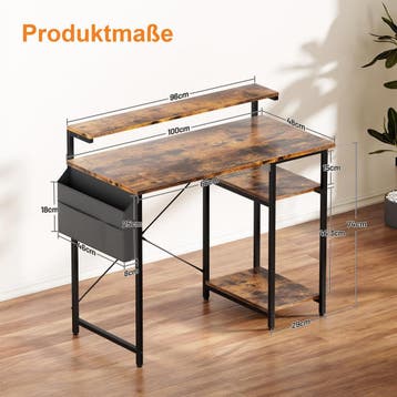 Bureau - Computertafel - Computerbureau - 100x48 cm - Bruin, Verzenden, Zo goed als nieuw