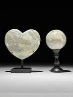 GEEN RESERVEPRIJS - Prachtig paar onyx Heart & Sphere op
