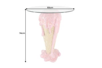 Bistrobartafel ICE CREAM 75cm met gehard glas, roze beige -, Huis en Inrichting, Tafels | Eettafels, Ophalen of Verzenden, Nieuw