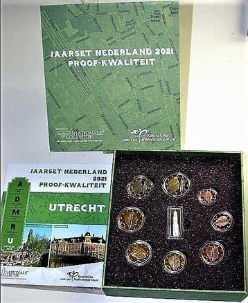 3,88 Euro,munten set 1 Cent-2 Euro+ zilvermeda 2021 Neder..., Verzenden