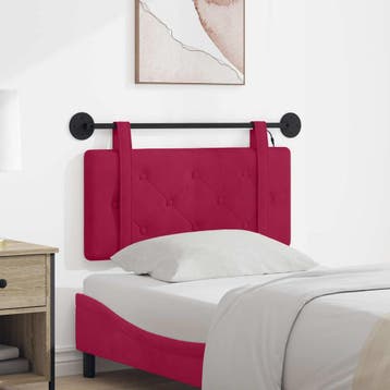 vidaXL Hangend hoofdbord Met LED-verlichting Wijnrood, Verzenden, Nieuw, Rood, Stof