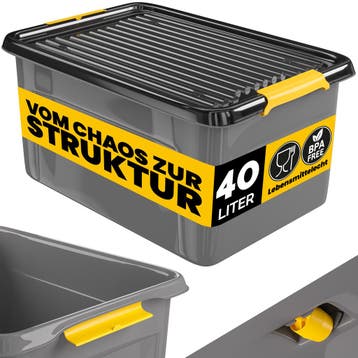 Opbergbox Grijs/Antraciet 58x39x25cm stapelbaar 40L, Verzenden, Nieuw