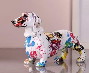 Beeldje - Bassotto Pop Art - Hars