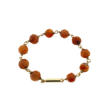 Gouden armband met carneool (Schakelarmband), Gebruikt, Ophalen of Verzenden, Met edelsteen, Goud