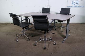 Vergadertafel ZGAN 200x100 cm – antraciet eiken, zilvergrijs, Verzenden, Gebruikt