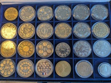 Frankrijk. Coffret de 24 médailles (Ecu, Euro, Débarquement)