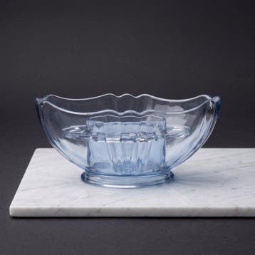 Schaal - IJsblauwe bloemenhouder • Pique fleur • Art Deco, Antiek en Kunst