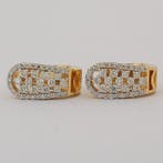 Huggie oorbellen - 14 karaat Geel goud - 0.50ct. tw. Diamant, Sieraden, Tassen en Uiterlijk, Antieke sieraden