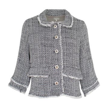 Milano Italy • zwart wit jasje franjes • 36, Verzenden, Zwart, Maat 36 (S), Milano Italy