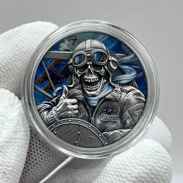 Ghana. 5 Cedis 2024 – Memento Mori: Pilot – 1 oz Silver coin