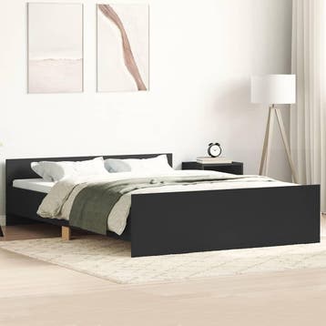 vidaXL Bedframe met hoofd- en voeteneinde zwart 150x200 cm, Verzenden, Zwart, Overige maten, 200 cm