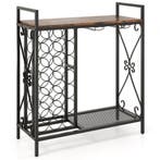 LIVSK Wijnstandaard - 21 Flessen en 6 Glazen - Houten Werkbl, Antiek en Kunst, Verzenden