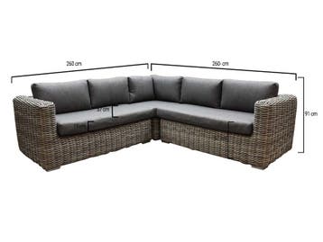 Cervo hoek loungeset 3-delig grijs wicker, Tuin en Terras, Ophalen of Verzenden, Nieuw, Wicker