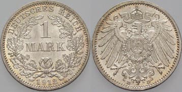 1 Mark 1912 D Kleinmunten-kaiserreich Grosser Adler, Verzenden