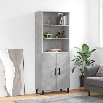 vidaXL buffetkast 69,5x34x180 cm bewerkt hout betongrijs, Huis en Inrichting, Kasten | Buffetkasten, Verzenden, Nieuw, 50 tot 100 cm