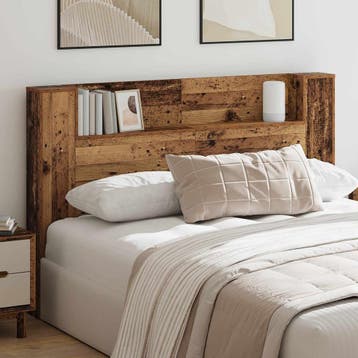 vidaXL Hoofdbord met opbergruimte en LED Oud hout 160 cm, Verzenden, Nieuw, Bruin, Hout