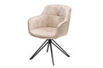 Draaibare design stoel EUPHORIA champagne grijs fluweel met, Huis en Inrichting, Stoelen, Ophalen of Verzenden, Nieuw