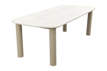 VDG Milan dining tuintafel met travertine look 240x100 cm. -, Tuin en Terras, Verzenden, Nieuw, Rond, Overige materialen