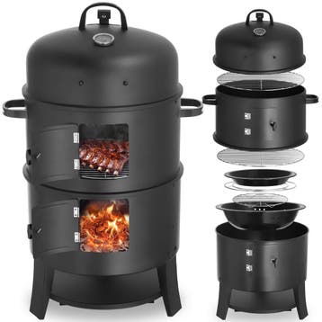 3-in-1 rookvat, 2 grillroosters, thermometer en luchtafvoer, Verzenden, Nieuw