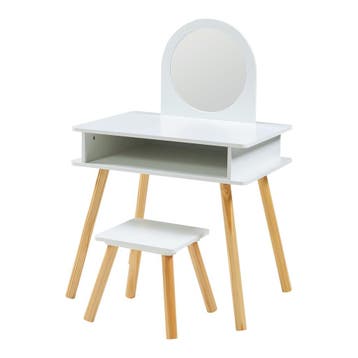 Kaptafel Ovanåker met krukje en spiegel voor kinderen nature, Verzenden, Nieuw