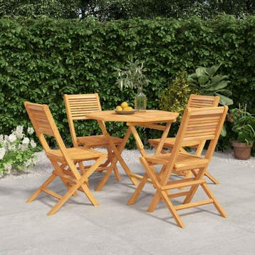 vidaXL 5-delige Tuinset massief teakhout, Tuin en Terras, Verzenden, Nieuw, Hout, Tuinset