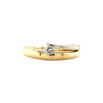 Gouden ring met diamant 14 krt, Verzenden, Zo goed als nieuw, Goud