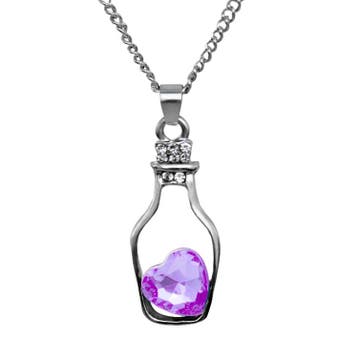 Fako Bijoux - Ketting - Fles Met Hart - Paars, Verzenden, Nieuw