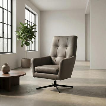 Set van 2 Leren draaifauteuils Central - Toledo Smog, Nieuw, Ophalen of Verzenden, 75 tot 100 cm, Leer