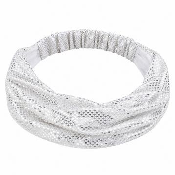 Haarband 3-in-1 - Glitterstof - Wit Zilver, Nieuw