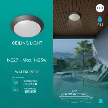 LED Plafondlamp met Sensor - Badkamerlamp - Brinton Aquin -, Ophalen of Verzenden, Nieuw, Kunststof, Overige fittingen