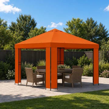 vidaXL Paviljoen 3 x 3 m Oranje Polyester en staal 190 gsm, Verzenden, Nieuw