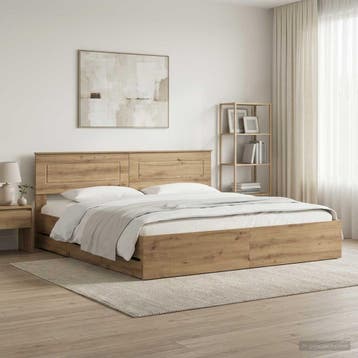vidaXL Bed Frame with Storage and Headboard Artisan Oak 180, Bruin, Verzenden, Hout, Nieuw