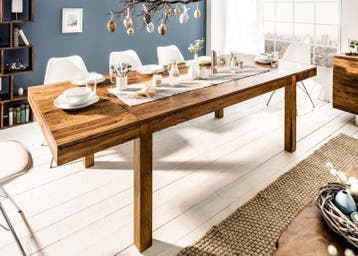 Massief houten eettafel PURE 160-240cm natuurlijke Sheesham, Ophalen of Verzenden, Nieuw