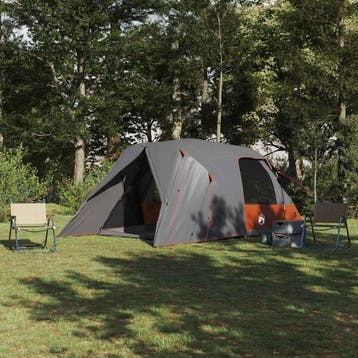 vidaXL Dome Tent voor 4 Personen Grijs en Oranje 455 x 252 x, Verzenden, Nieuw, Tot en met 2