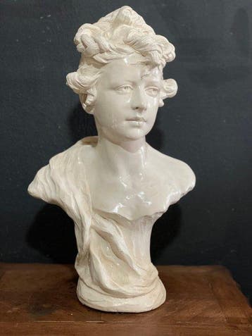 Anton Nelson - Buste, Verlegen meisje - 50 cm - Composiet -, Antiek en Kunst, Curiosa en Brocante