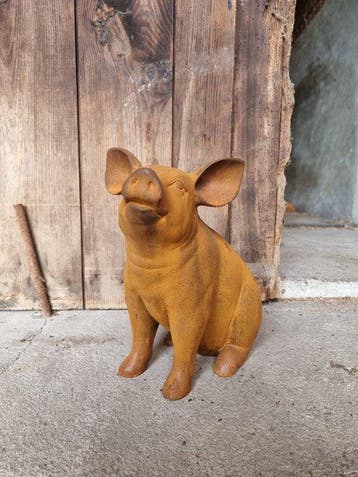 sculptuur, Zittend varken - 29 cm - IJzer