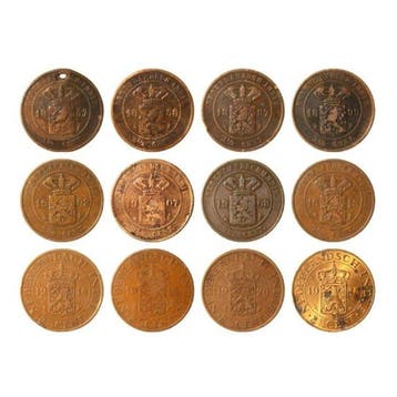 Nederlands-Indië. 2 1/2 Cent 1857 t/m 1945 (12